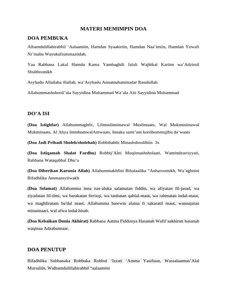 Panduan Doa Pemimpin dan Doa Harian | PDF