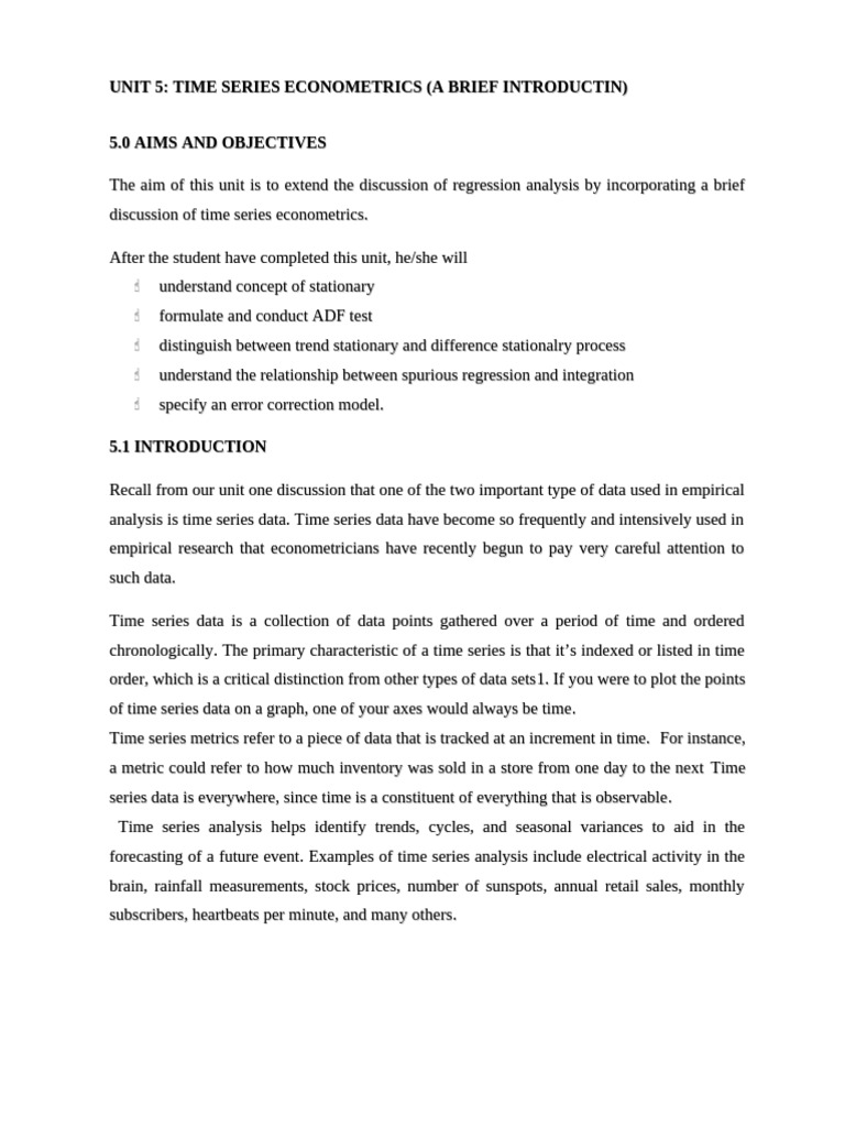 Time Series Econometrics Overview | PDF | Stationary Process | Time Series