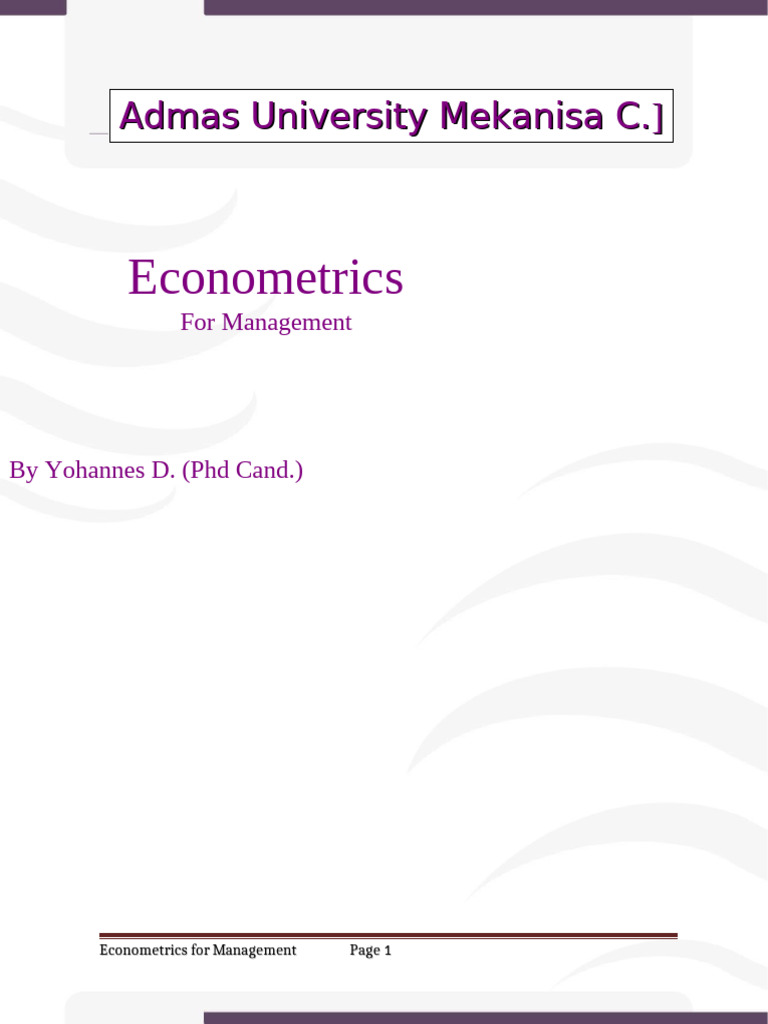 Econometrics Unit 2 ST | PDF | Regression Analysis | Errors And Residuals