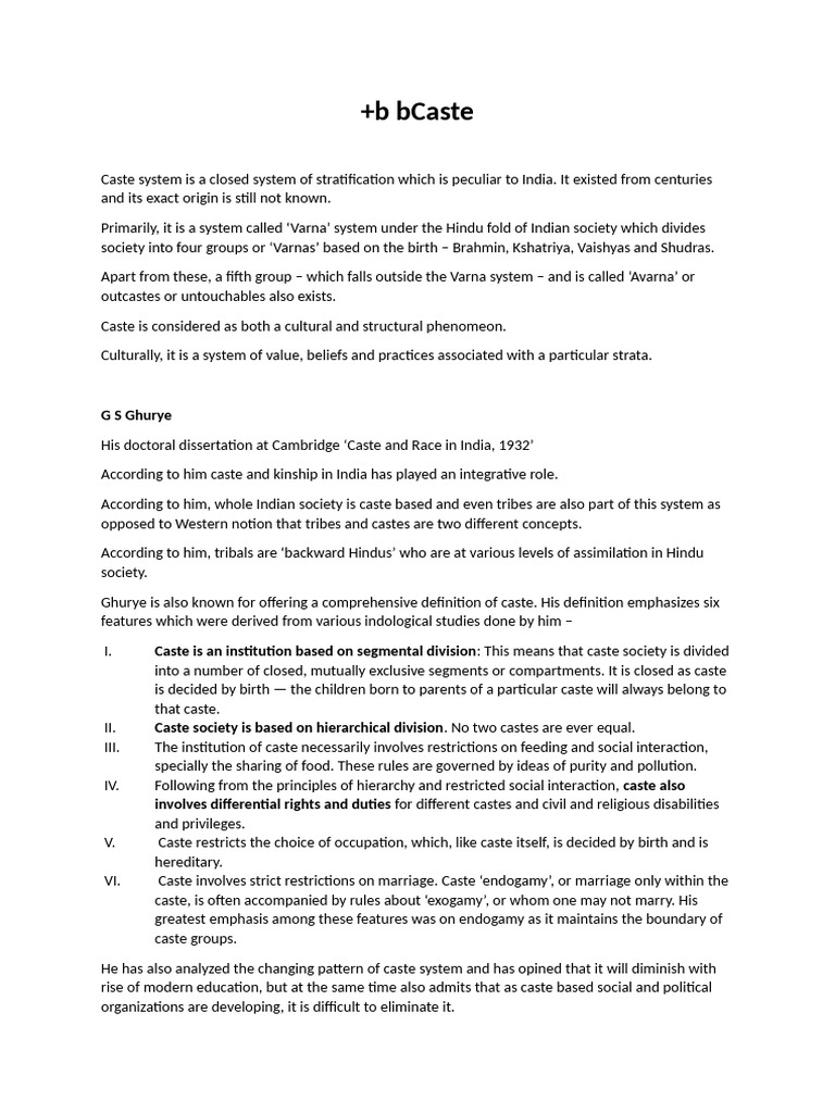 Understanding India's Caste System Dynamics | PDF | Caste | Social ...