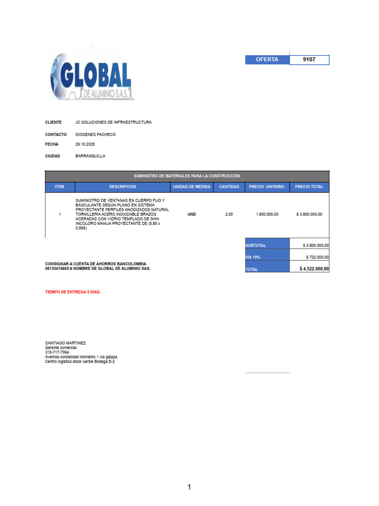 Oferta de Ventanas para Construcción | PDF