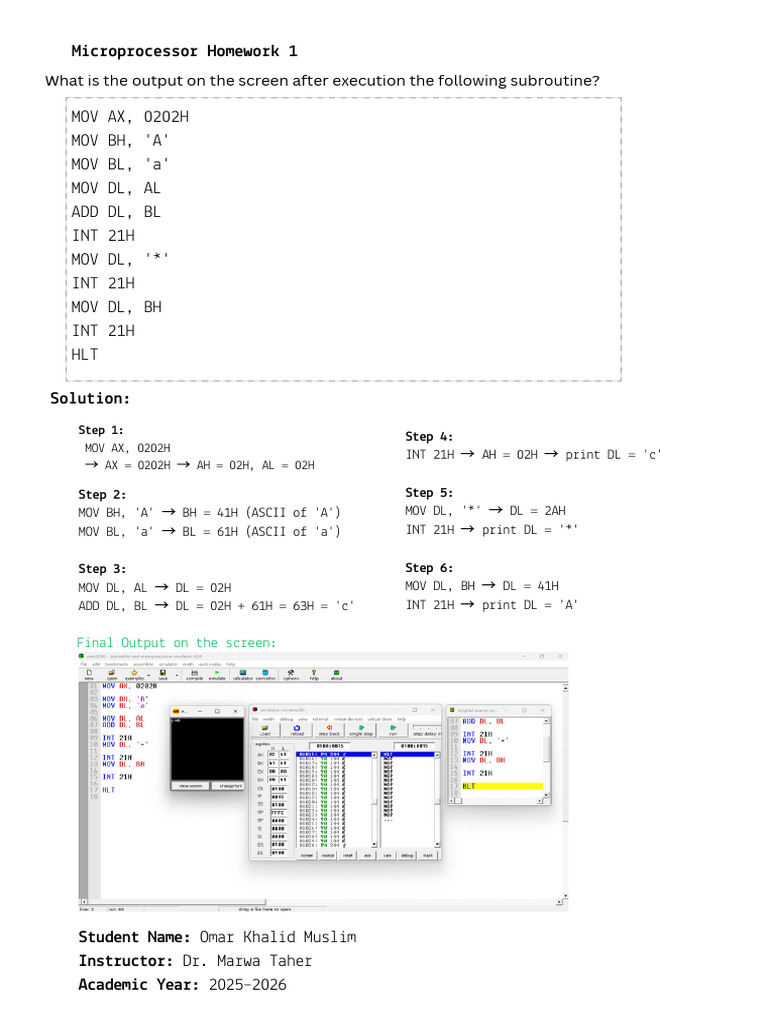 Microprocessor Homework | PDF