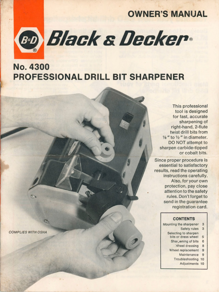 Black & Decker Drill Bit Sharpener Guide | PDF | Grinding (Abrasive ...
