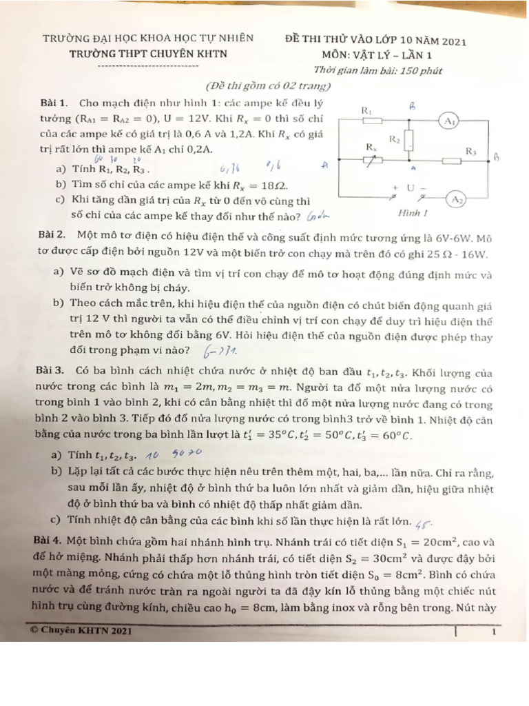 Thi Thử Chuyên Khtn 2021 Lần 1 | PDF