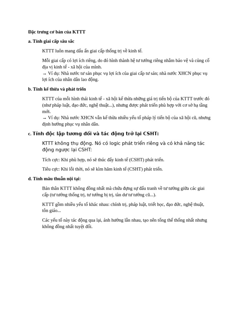 Đặc Trưng Cơ Bản Của KTTT | PDF
