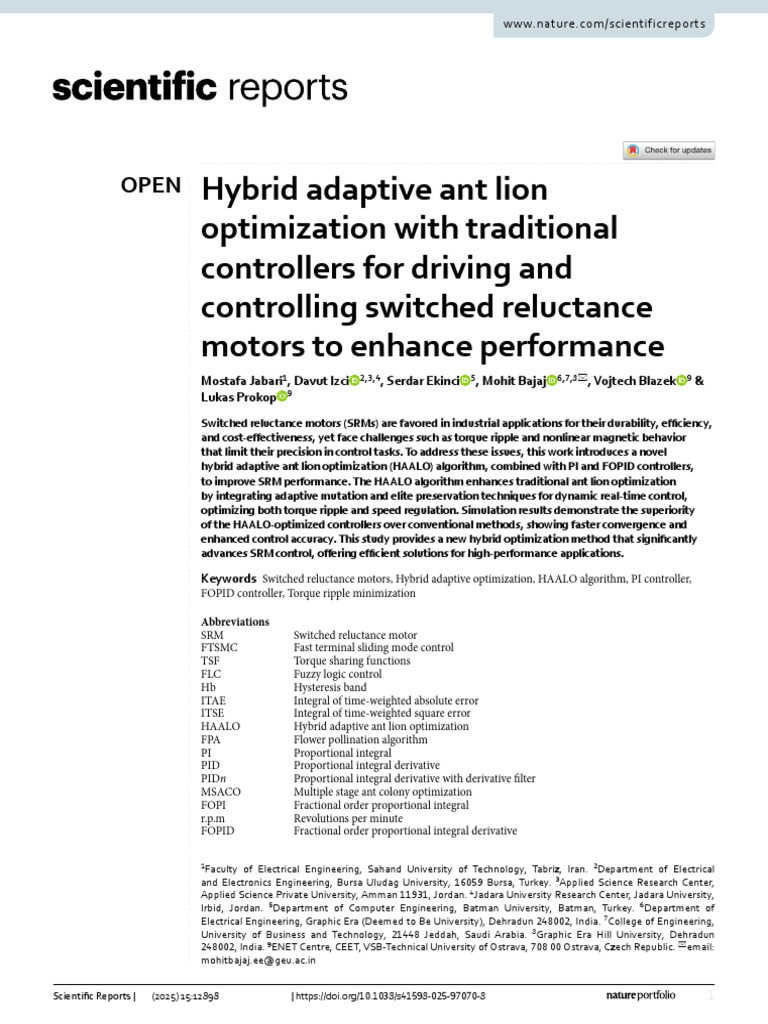 Hybrid Ant Lion Optimization for SRMs | PDF | Electric Motor ...
