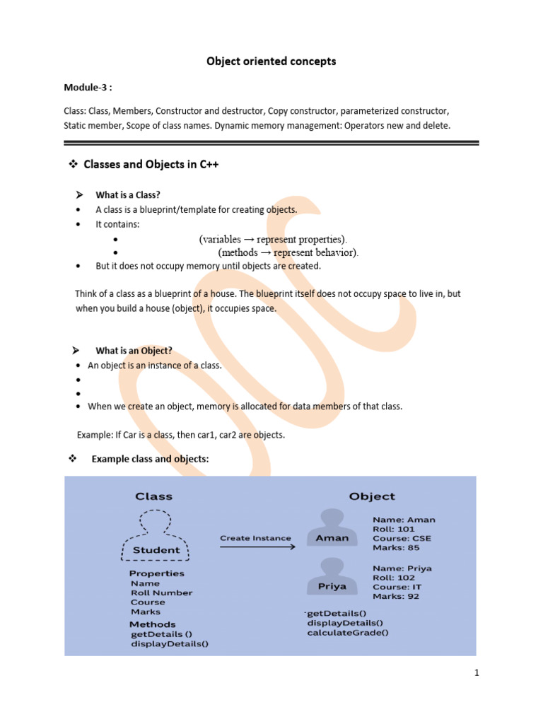 C++ Object-Oriented Concepts Explained | PDF | Programming ...