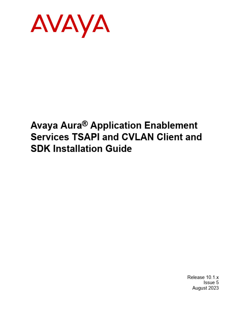 Avaya Aura TSAPI & CVLAN SDK Guide | PDF | Transport Layer Security ...