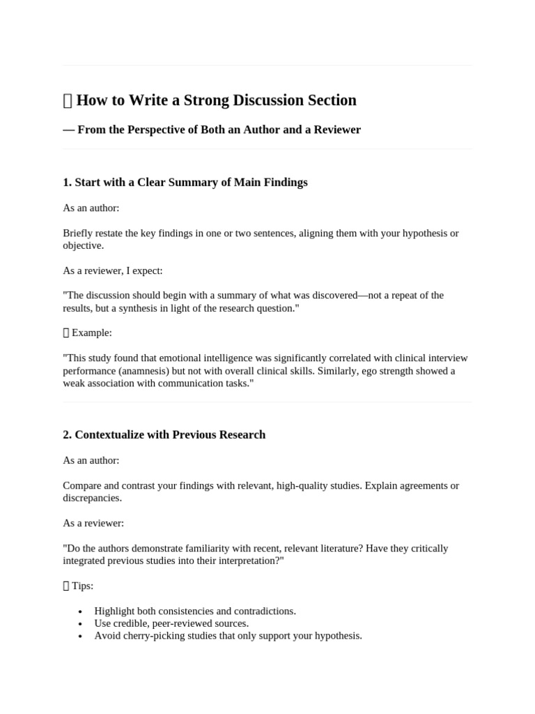 ? How to Write a Strong Discussion Section | PDF | Emotional ...