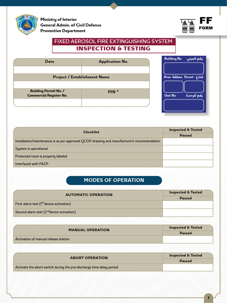 Fire Extinguishing System Inspection Report | PDF