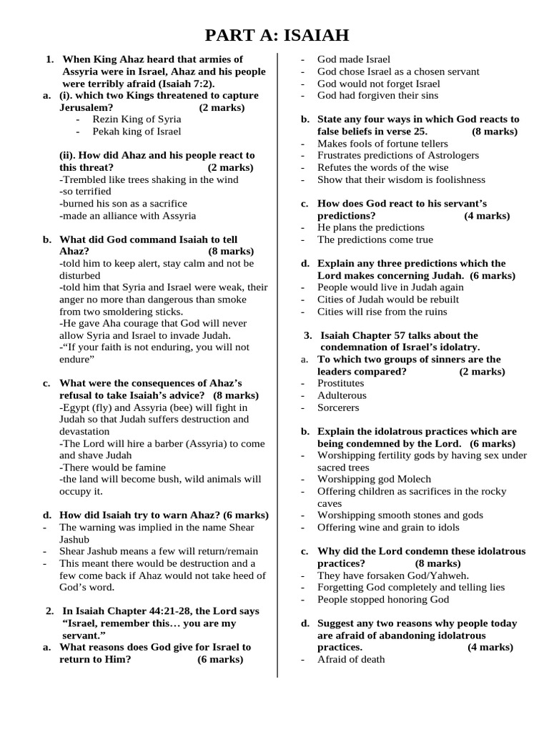 BK Question and Answer 1 | PDF | Isaiah | Book Of Isaiah