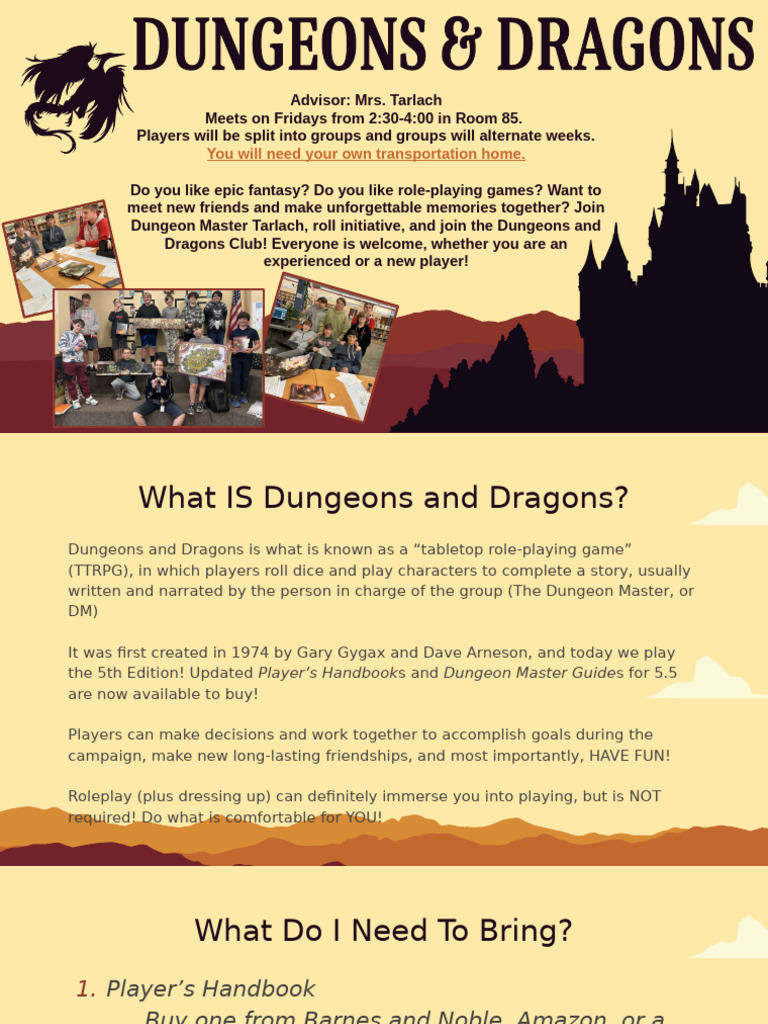 Join the Dungeons and Dragons Club! | PDF | Dungeons & Dragons ...