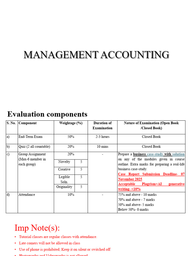 Management Accounting Evaluation Guide | PDF