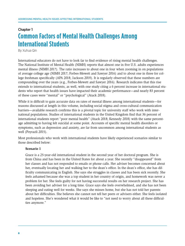 Mental Health Challenges for International Students | PDF | Mental ...