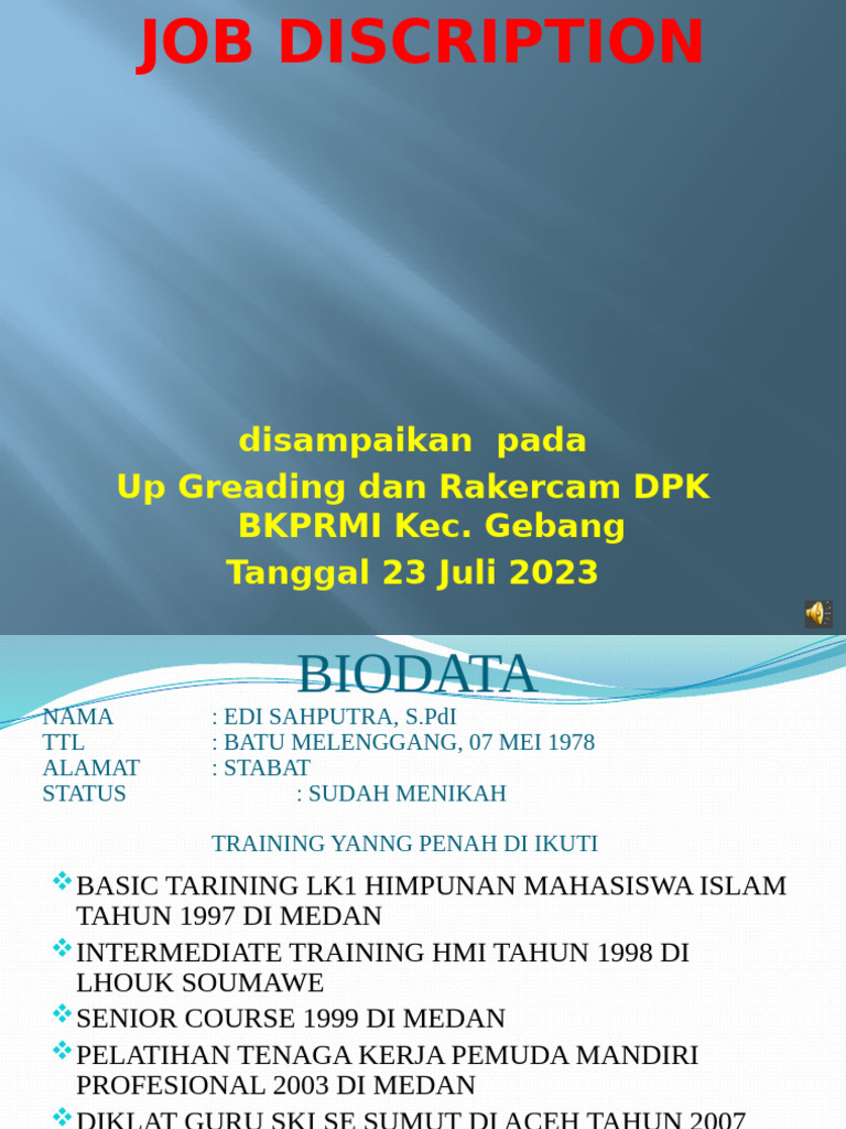 Job Deskription | PDF