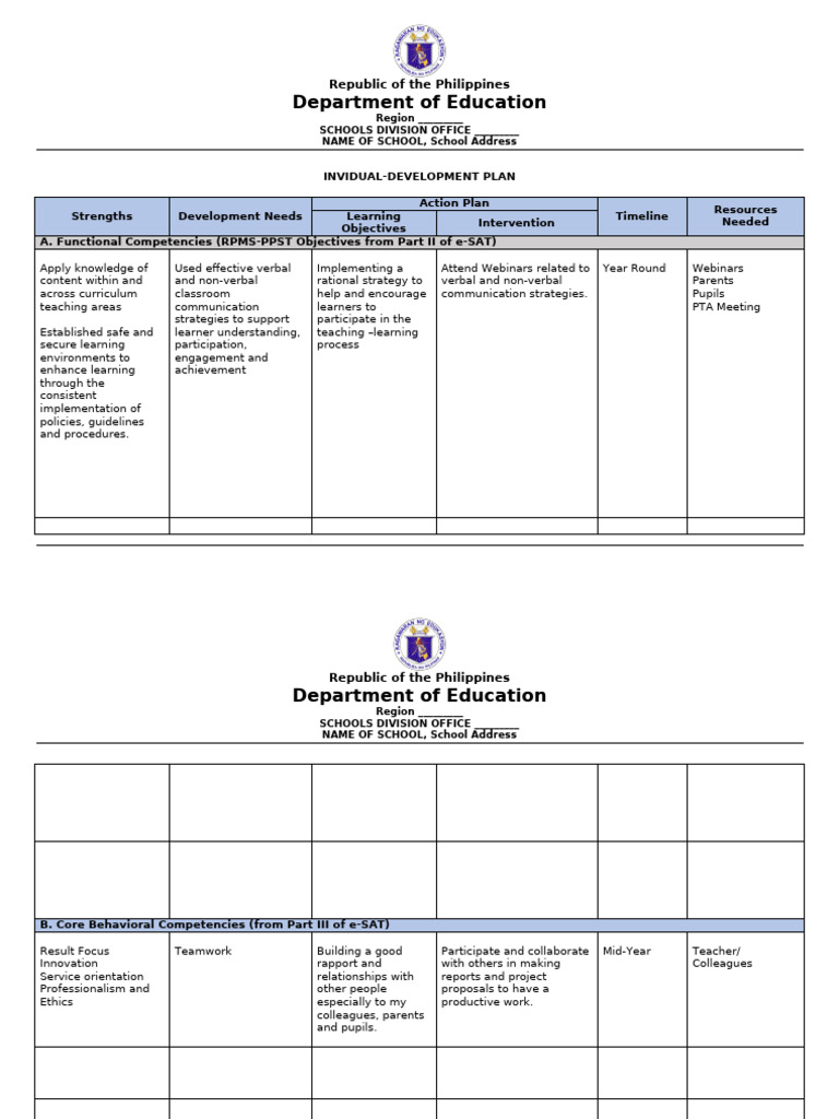 Individual Development Plan Template | PDF | Learning | Communication