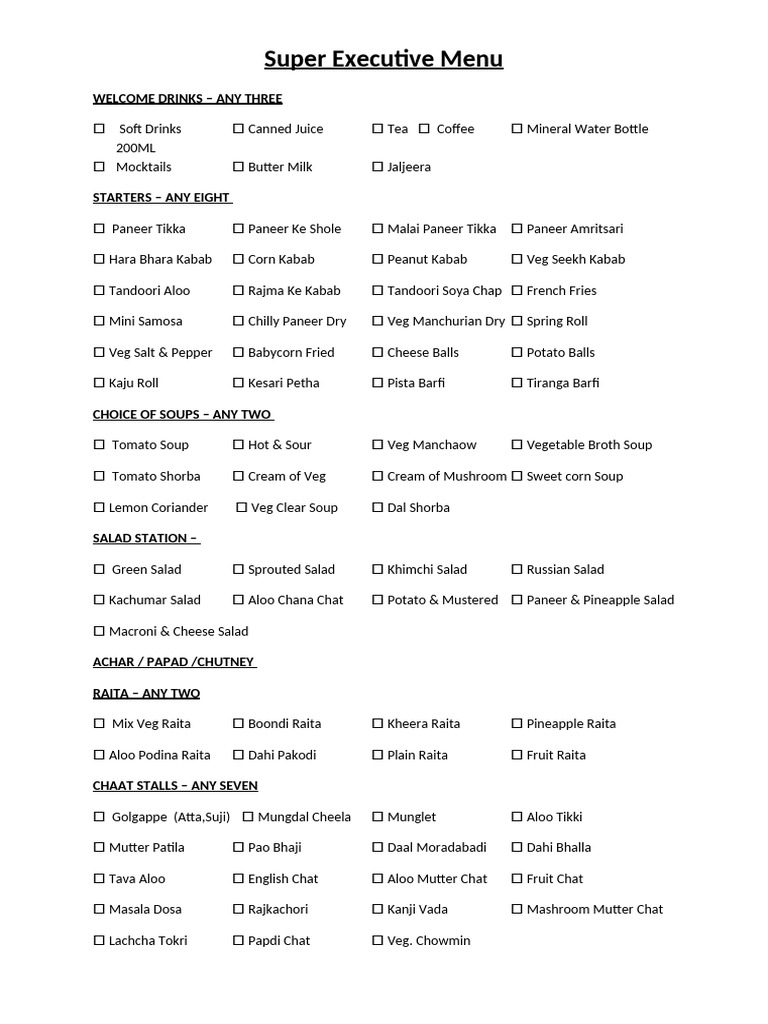 Super Executive Menu. | PDF | Soup | Cooking