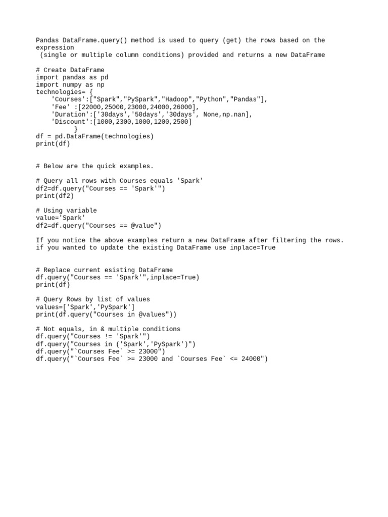 10 DataFrame Query | PDF