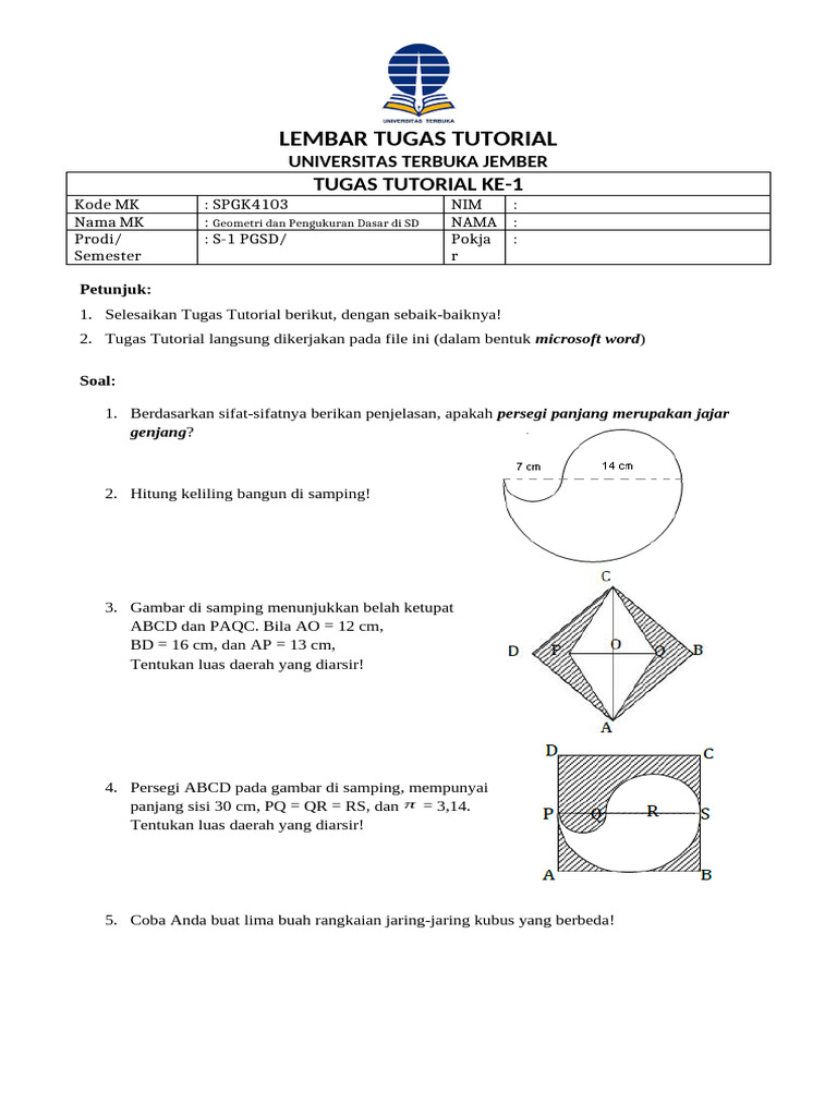 Tugas Tutorial Geometri SD SPGK4103 | PDF