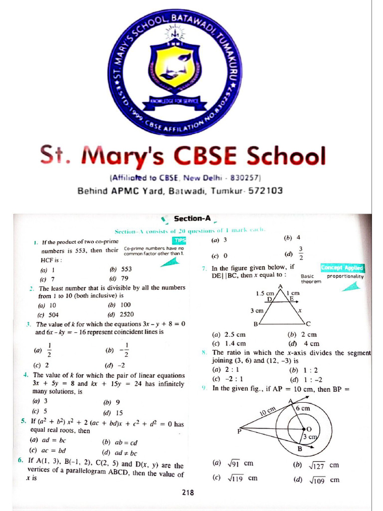 Math Sample Paper 1 | PDF
