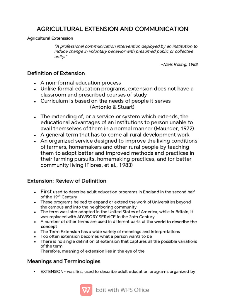 Understanding Agricultural Extension | PDF | Communication | Nonverbal ...
