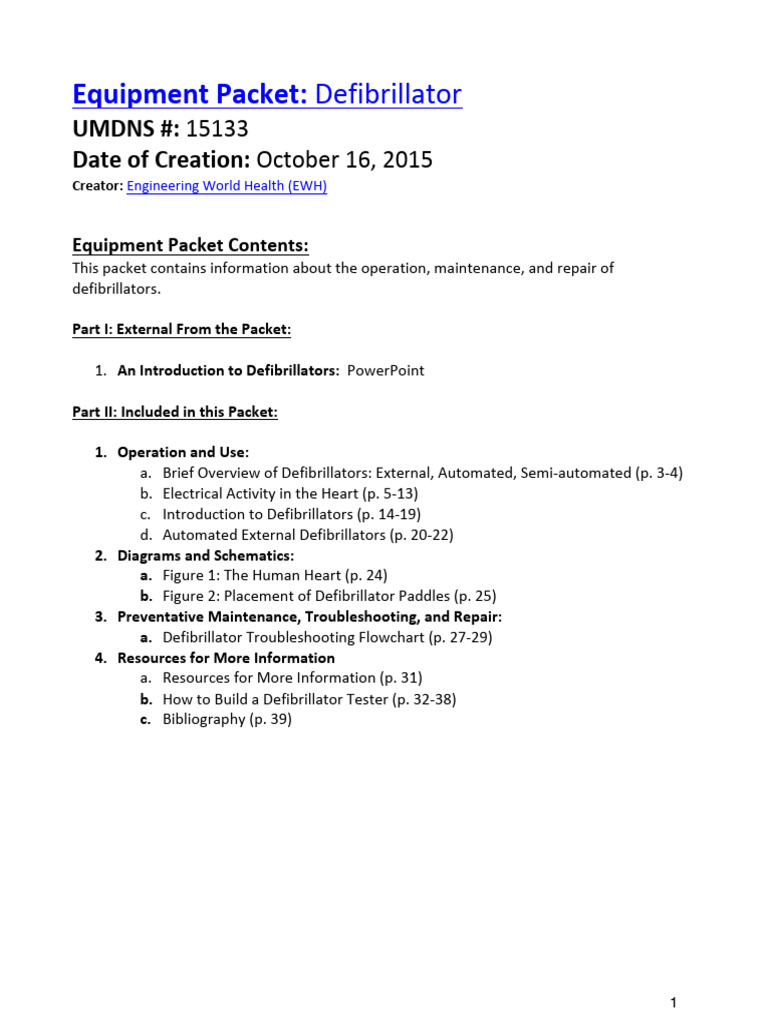 Defibrillator Operation and Maintenance Guide | PDF | Heart | Internal ...