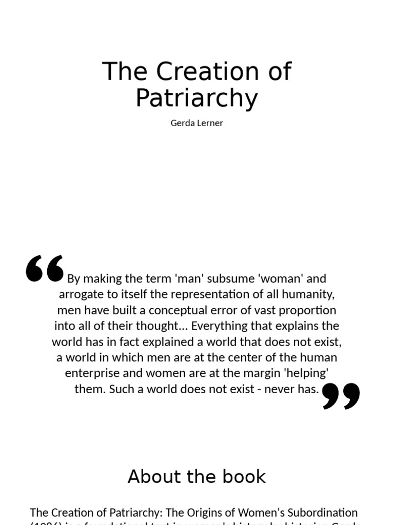 The Creation of Patriarchy | PDF | Patriarchy | Feminism