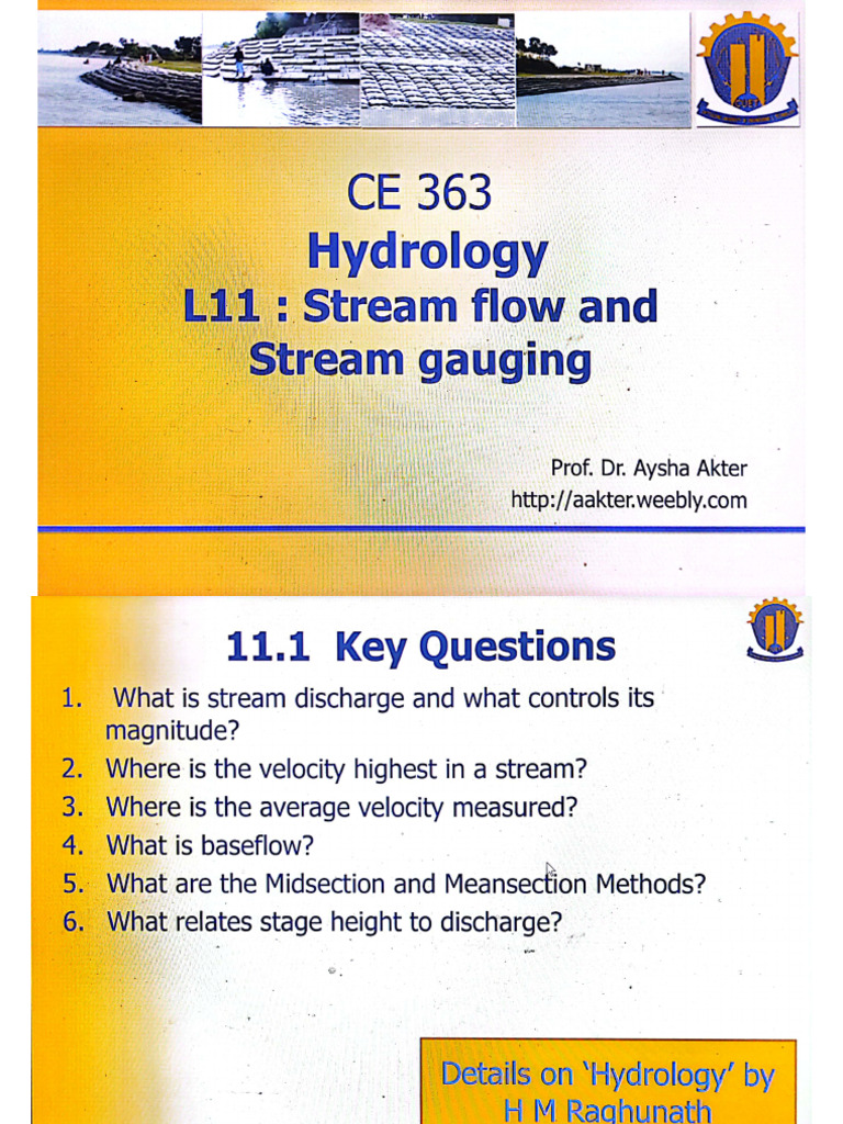 CE 363 L11_18 Stream Flow and Stream Gauging | PDF