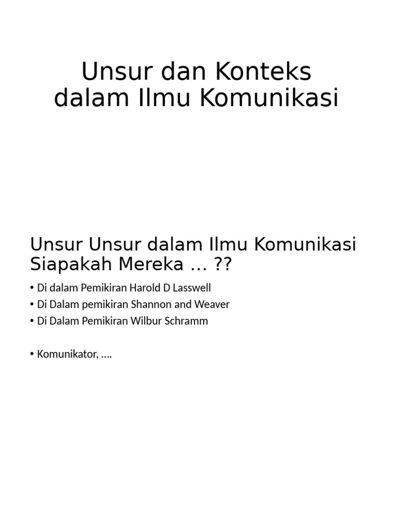 Unsur dan Konteks dalam Komunikasi | PDF