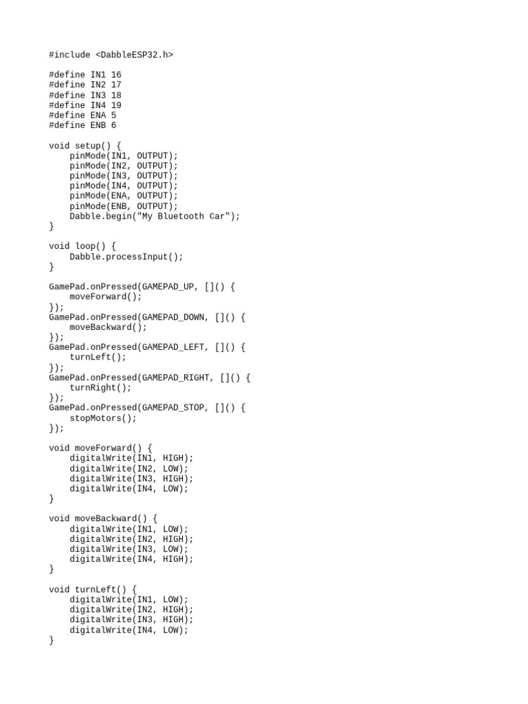 Bluetooth Car Control Code | PDF