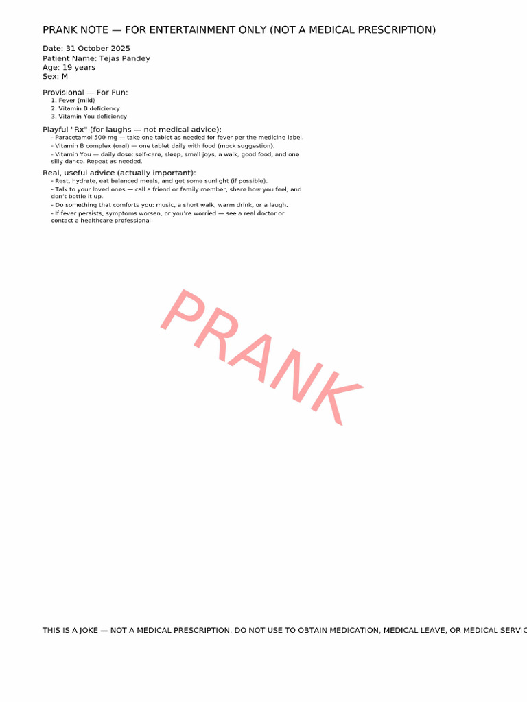 Prank Note Pdf