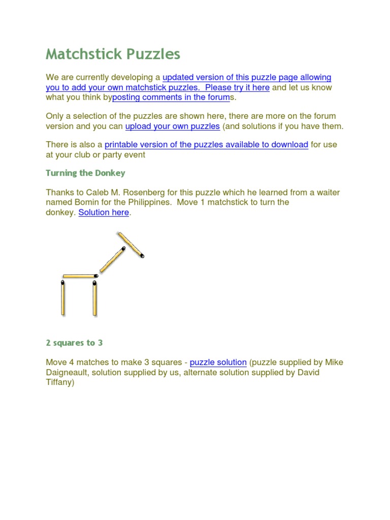 matchstick puzzles pdf triangle teaching mathematics