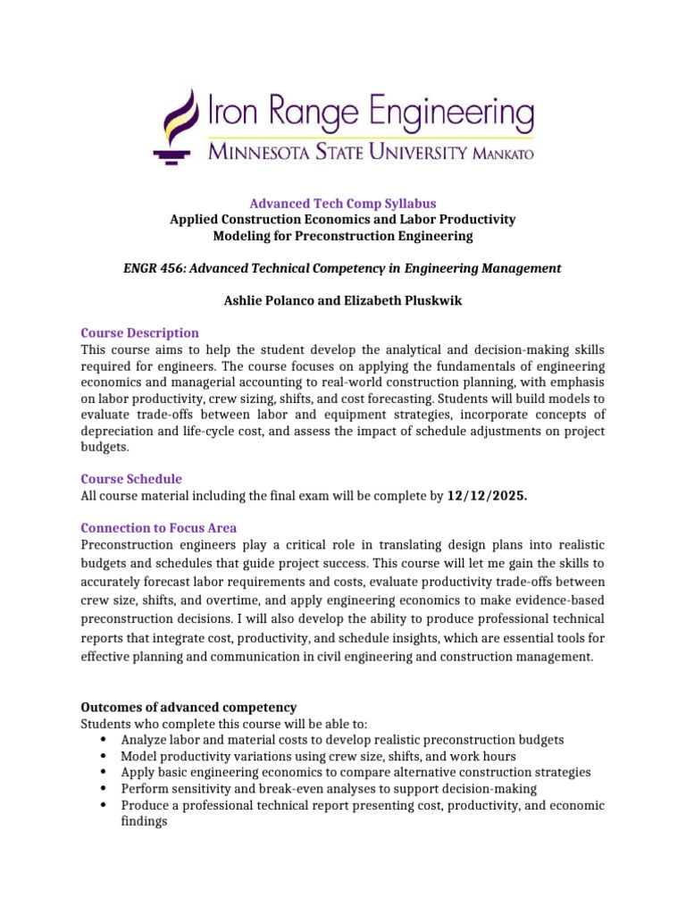 Advanced Engineering Management Syllabus | PDF | Internal Rate Of ...