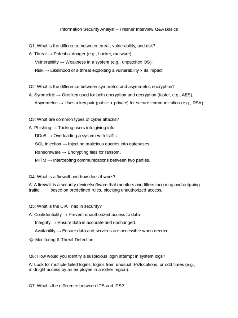 Information Security Analyst Interview Q&A | PDF | Information Security ...