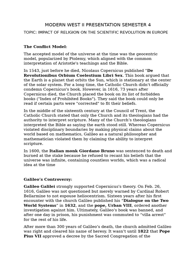 Religion's Role in Europe's Scientific Revolution | PDF | Nicolaus ...