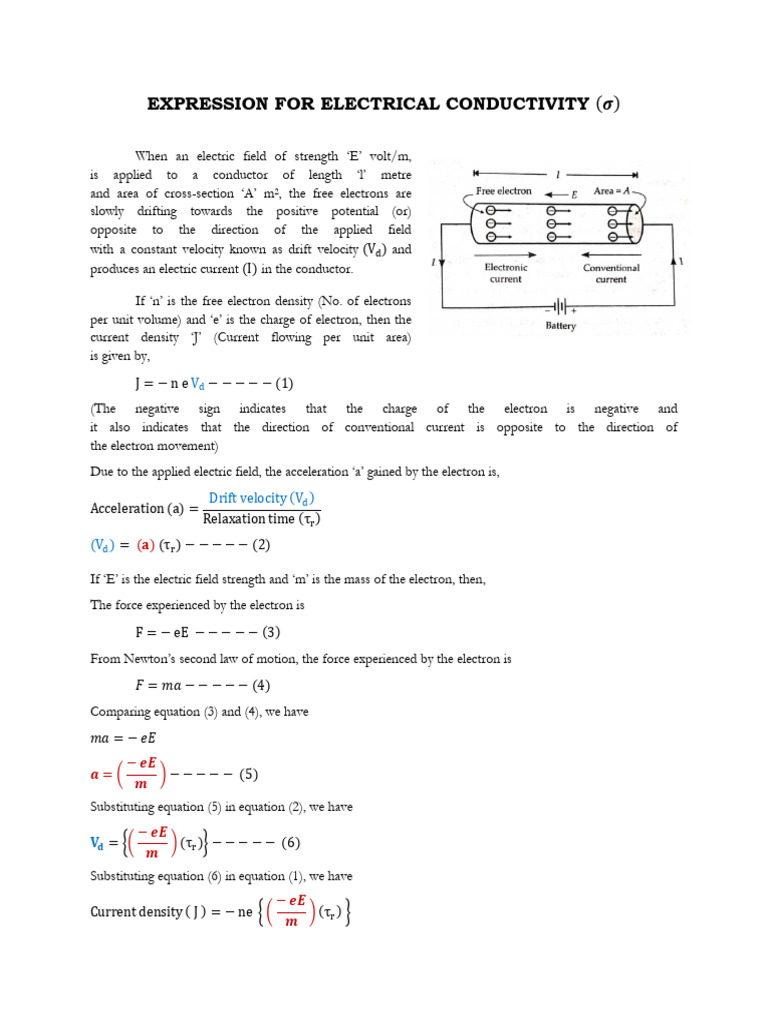 Electrical Conductivity and Ohm's Law | PDF | Electrical Resistivity ...