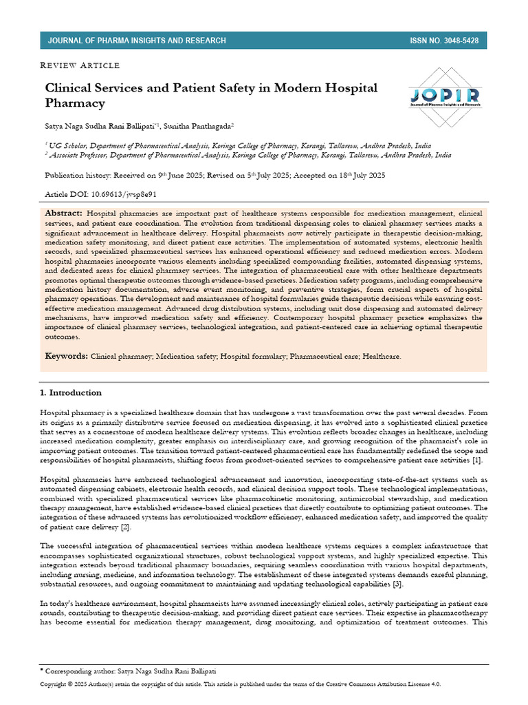 Modern Hospital Pharmacy Services Overview | PDF | Pharmacy | Health Care