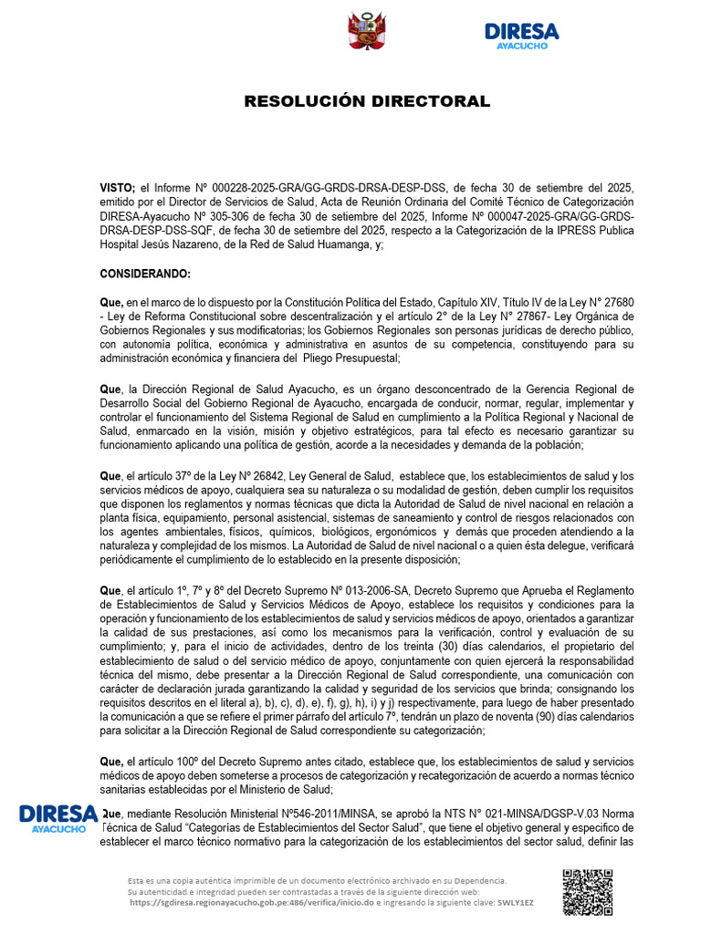 R.D. 000063 2025 GG GRDS Drsa Desp | PDF | Hospital | Cuidado de la salud