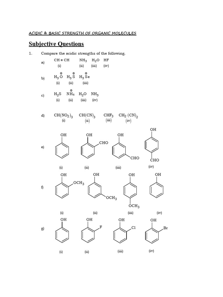 Acidic and Basic Strength of Organic Molecules | PDF | Amine | Organic ...