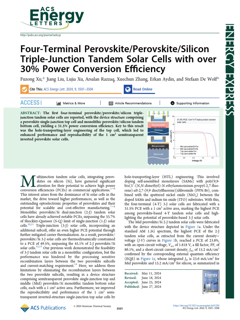 31.5% Efficient Triple-Junction Solar Cells | PDF | Solar Cell | Solar ...