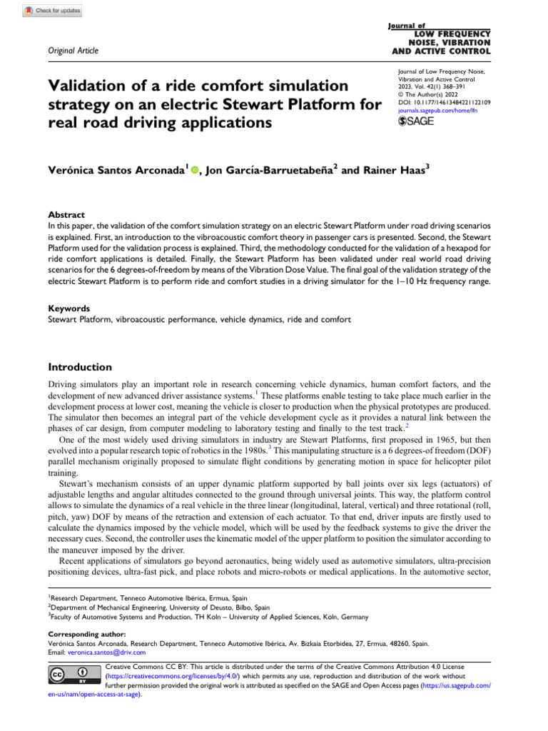 Ride Comfort Validation on Stewart Platform | PDF | Simulation | Root ...