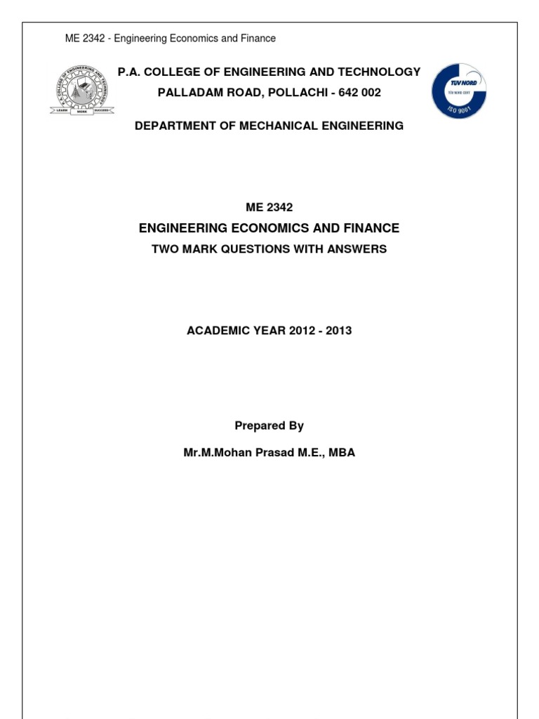 Engineering Economics Overview and Concepts | PDF | Depreciation ...