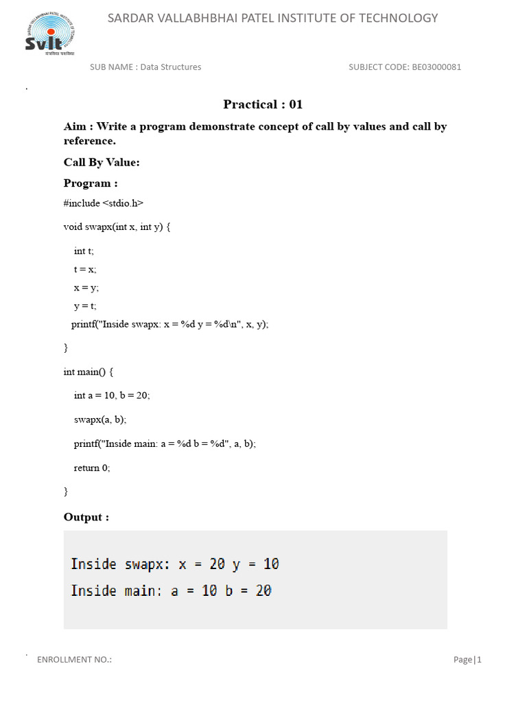 Call by Value vs Reference in C | PDF