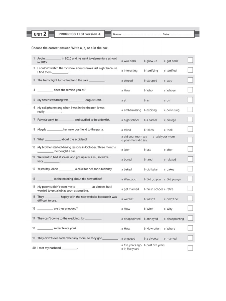 Unit 2-Test A | PDF