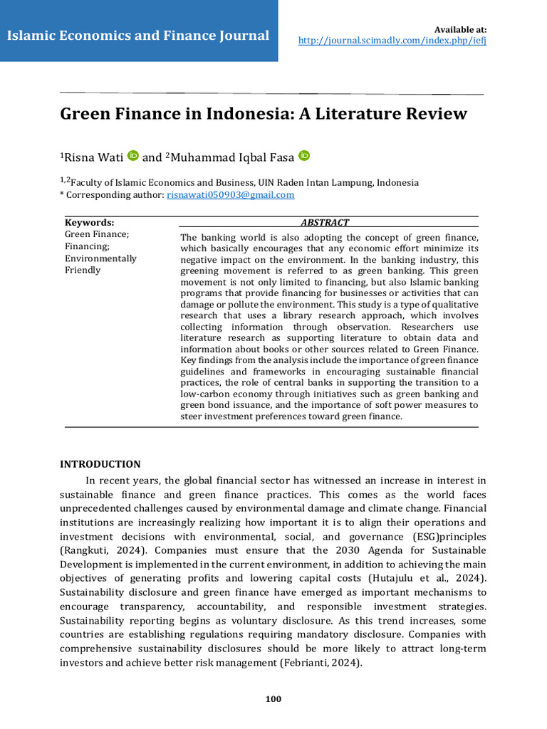 Green Finance Overview in Indonesia | PDF | Sustainability | Islamic ...