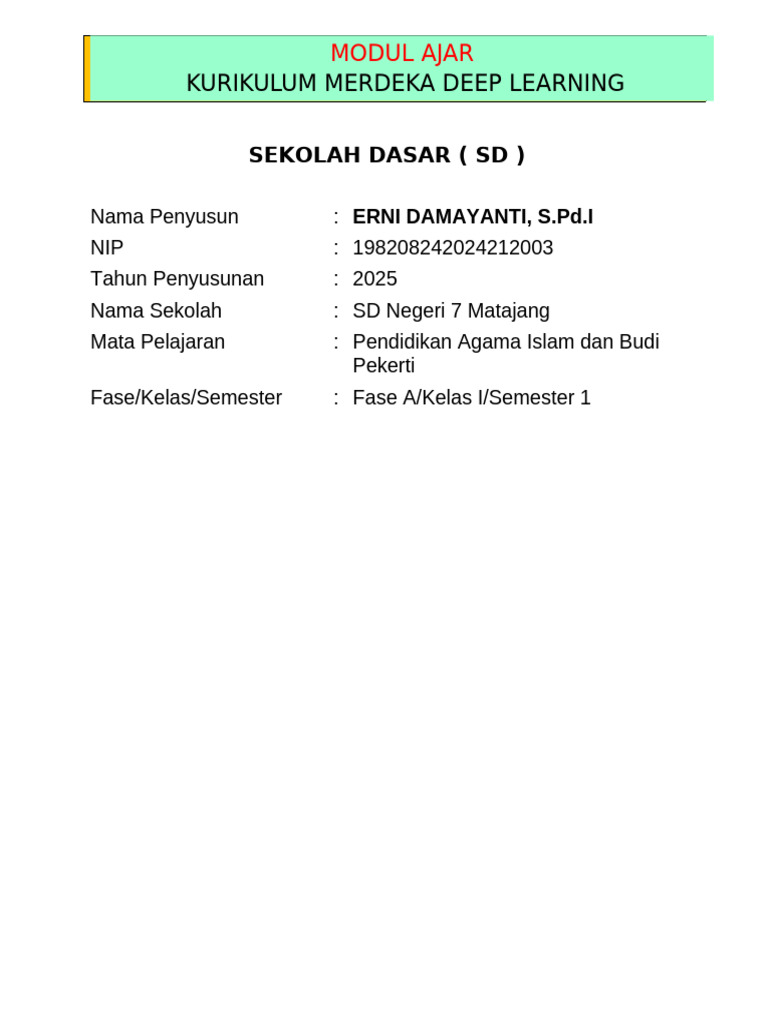 Modul Deep Learning Rukun Islam SD | PDF