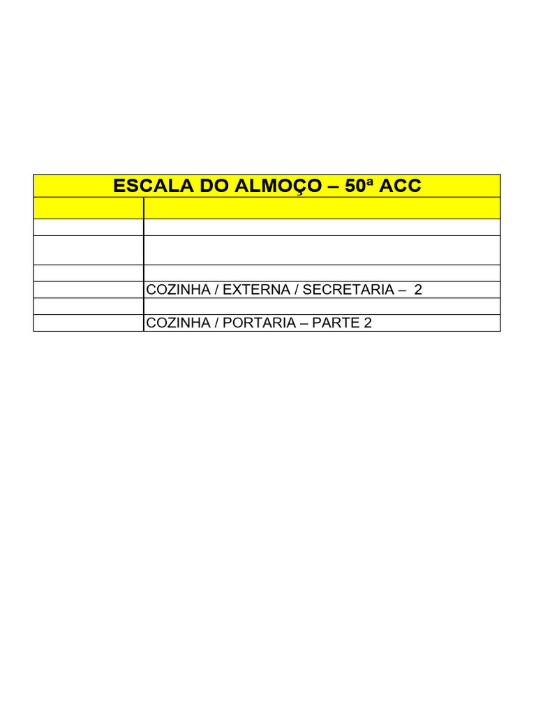 Escala de Horário de Almoço | PDF