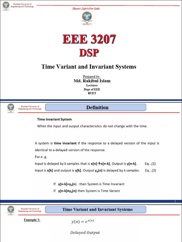 Time Variant and Invariant Systems Explained | PDF