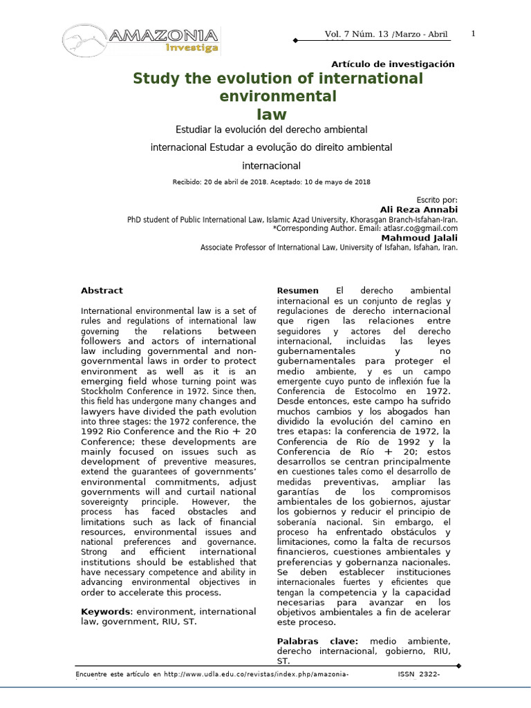 Evolution of International Environmental Law | PDF | Environmental Law ...