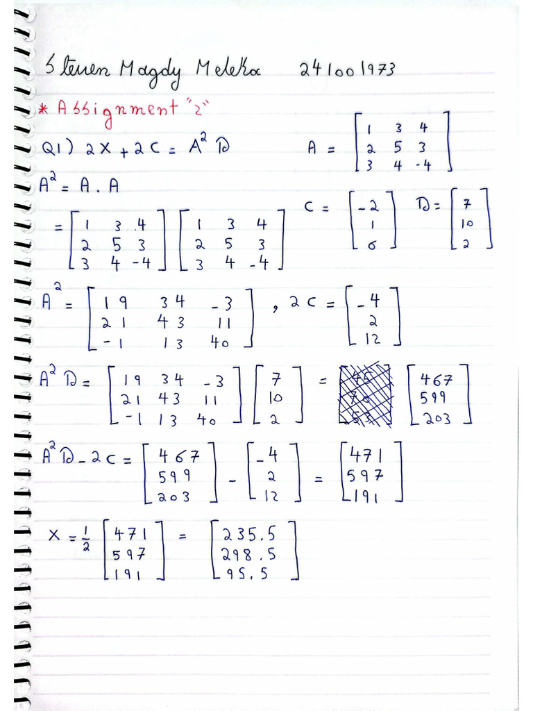 MTH 214 Assignment 2 | PDF